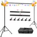 Hemmotop Photo Backdrop Stand, 10x7ft (WxH) Background Stand for Photoshoot, Backdrops Support kit with Carry Bag for Parties, Photography, Projector Screen, Wedding, Decoration, Balloons