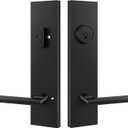 Goldenwarm Black Front Door Handle and Deadbolt Set, Matte Black Heavy-Duty Zinc Alloy Exterior Door Lock Set, Keyed Alike Modern Reversible Lever, 1-Pack