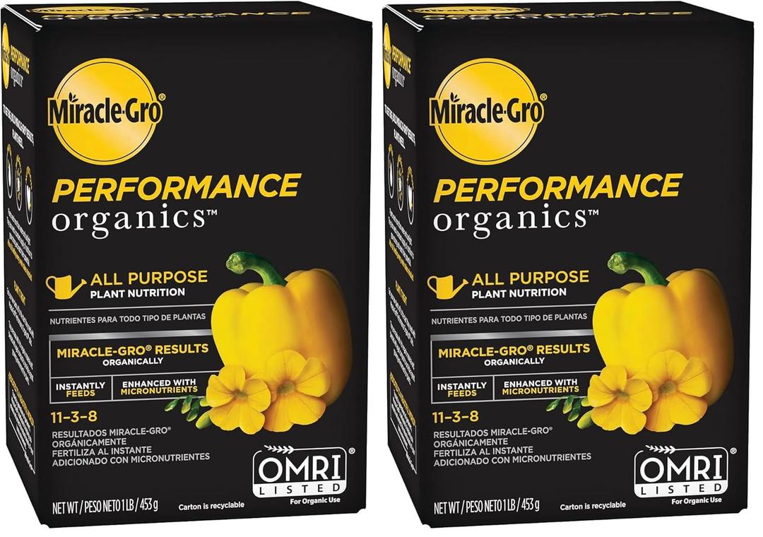 Miracle-Gro Performance Organics All Purpose Plant Nutrition, 1 lb. - All Natural Plant Food for Vegetables, Flowers and Herbs - Apply Every 7 Days for Best Results - Feeds up to 200 sq. ft.