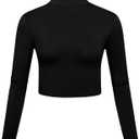 Kindcall Lightweight Mock Turtleneck Crop Tops Long Sleeve Casual Base Layer for Women (Small, Black)