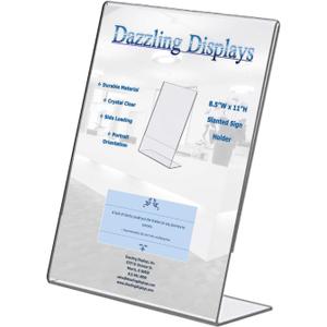Dazzling Displays Clear Acrylic Slanted Sign Holder 8.5 x 11 - Clear Slanted Picture Frame Holder for Office, Retail, Tradeshow and Home Use (3-Pack)