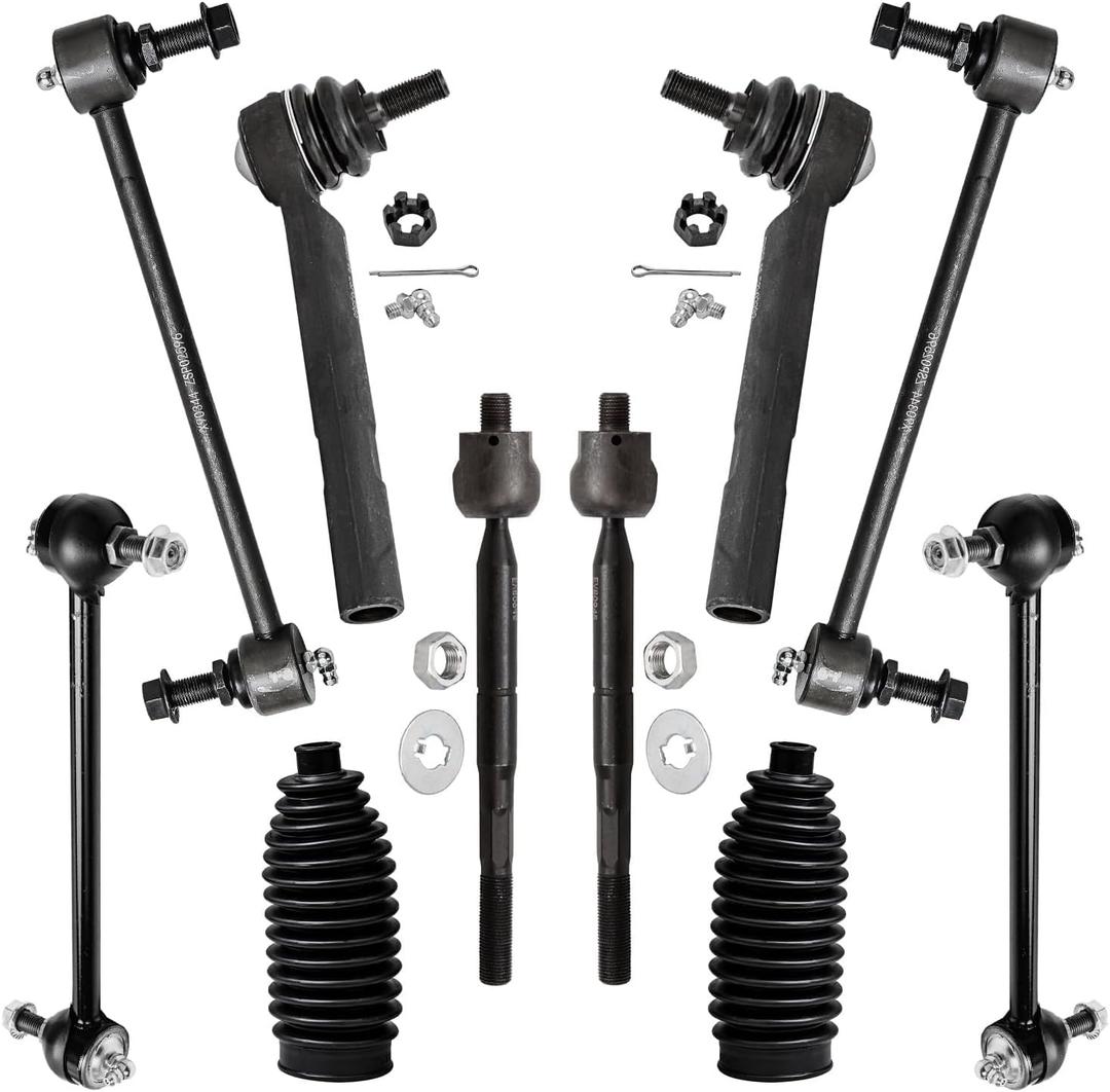 Detroit Axle - 10pc Suspension Kit for 2004-2007 Toyota Highlander Lexus RX330 2007-2009 RX350, 4 Inner & Outer Tie Rod End Links 4 Front Rear Sway Bar End Links 2 Boots Replacement