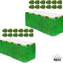 Adorox (2 Table Skirt) Hawaiian Luau Hibiscus Green Table Skirt 9 Ft Party Decorations