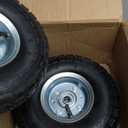 (2 Pack) RRQ 10 Inch Pneumatic Wheel 4.10/3.50-4 Tire, 10" Pneumatic Wheels with 5/8" Bearings,2.2" Offset Hub for Garden Cart, Hand Truck, Lawn Cart, Mower