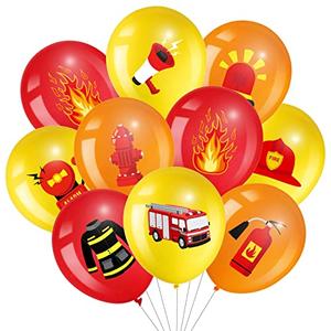 Latex Fire Truck Balloons Fire Truck Birthday Party Balloons Orange Red Yellow Firefighter Birthday Party Decorations for Kids Rescue Theme Decorations, Firefighter Favor Supplies