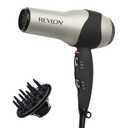 REVLON Turbo Hair Dryer with Advanced Ionic Technology, Ceramic Coating | Turbo Heat and Cold Shot Features, 1875 Watts for Fast Drying and Shine (Silver) (Grey)