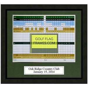 11x10 Black Scorecard Frame with Optional Engraved Plate, Moulding blk-001, Green Mat (Holds up to 6x8 Card); Card not Included 