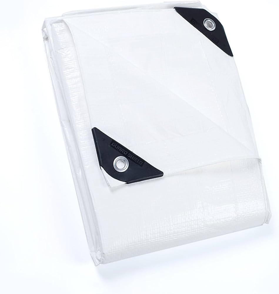 GUARD SHIELD Tarp White 9x12 Feet Multi Purpose Waterproof Poly Tarp Cover 5mil
