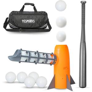 Kids Auto Baseball Pitching Machine Outdoor Toy Set - Training Equipment & Batting Practice Toys for Youth, Includes 10 Baseballs, Baseball Bat and Sports Bag