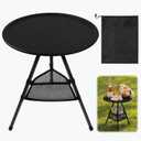 Portable Round Folding Camping Table, Adjustable Height Collapsible Triangular Side Table, Lightweight Mini Beach Table with Carry Bag for Picnic, Beach, Hiking, Backyard, Large