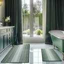 Bathroom Rugs and Mats Sets, 2 Piece Thick Absorbent Chenille Bath Mat Rug Set Non Slip, Soft Shaggy Bath Room Floor Mats for Bathroom, Machine Washable (Hunter Green, 20" x 47" Plus 16" x 24")