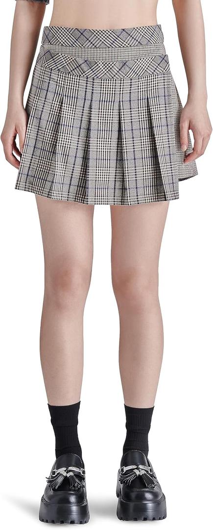 Steve Madden Women's Jeanne Skirt (2, Brown Plaid Mix)