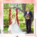Daifunli 4 Pcs Red Artificial Rose Vine Hanging Faux Flowers Garland for Wedding Anniversary Birthday Party Background Arch Garden Home Wall Room Decor