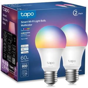 TP-Link Tapo Smart Light Bulbs, 16M Colors RGBW, Dimmable, Compatible with Alexa and Google Home, A19, 60W Equivalent, 800LM CRI>90, 2.4GHz WiFi only, No Hub Required, Tapo L530E(2-Pack)