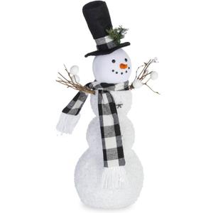 Adorable Christmas Snowman Figurine Decorations - The White Snowman with Lighting Effects for Indoor Decor and Collectors