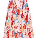 GRACE KARIN Women's 2025 Summer Maxi Dress Floral Tie Front Spaghetti Strap Casual Boho Beach Flowy Sundress with Pockets (Blue Red Floral)