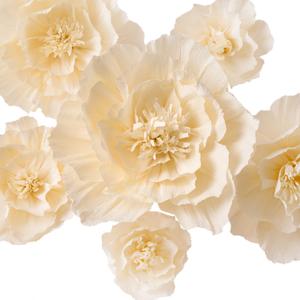 Crepe Paper Flowers Decoration for Wall, Flowers for Wedding Decor,Flower Backdrop Decor,Baby Shower,Birthday Party,Photo Backdrop,Archway Decor, Nursery Wall Decor(Beige,Set of 6)
