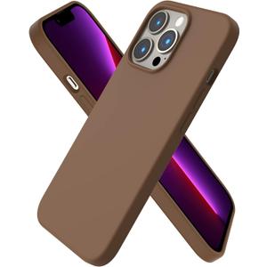 ORNARTO Compatible with iPhone 13 Pro Case 6.1, Slim Liquid Silicone 3 Layers Full Covered Soft Gel Rubber Case Cover 6.1 inch-Brown