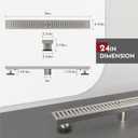WEBANG 24 Inch Linear Shower Drain Rectangular Floor Drain with Accessories Capsule Pattern Cover Grate Removable SUS304 Stainless Steel CUPC Certified Brushed Nickel