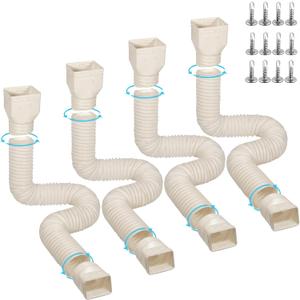4 Pack Gutter Downspout Extensions for Rainwater Drainage, 4” Diameter Thickened Flexible Downspout Extender Extendable from 21" to 67"(Limestone)