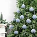 12 Pcs 3.15 Inch Velvet Christmas Tree Ornaments BulkFlocked Christmas Balls Plastic Shatterproof Xmas Hanging Ornaments Decorations Set for Tree Garland Wreath (Gray Blue)