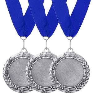 PATIKIL Award Medals, Place Winner Medals with Yellow Neck Ribbon Prize Medal for Competitions (Silver)