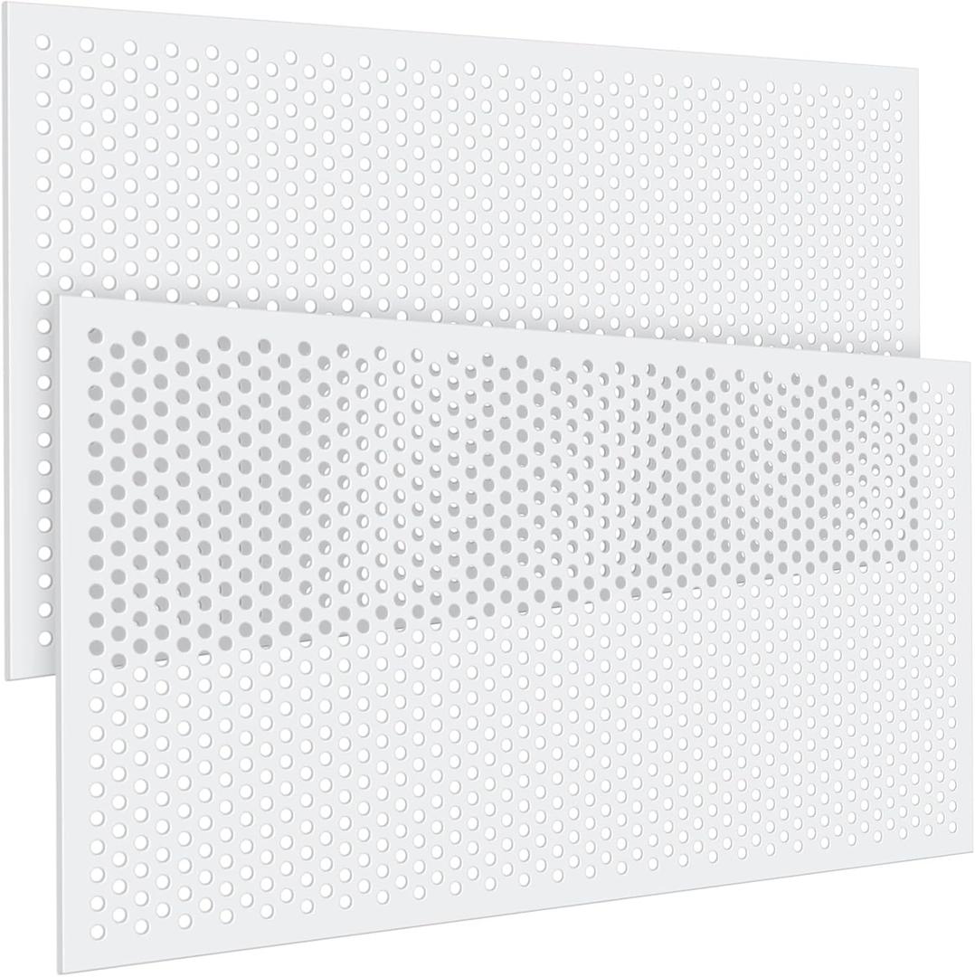 DoubleFill 2 Pack 2' x 4' Plastic Perforated Tiles with 1/2" Holes 24" x 48" White Drop Ceiling Tiles Plastic Ceiling Grid Covers