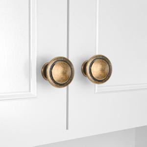 HOMOTEK 15 Pack Cabinet Knobs Drawer Pulls Zinc Stepped Round Dresser Handle,Kitchen,Cupboard, Bathroom, Wardrobe, Cabinet Hardware,Brass Bronze