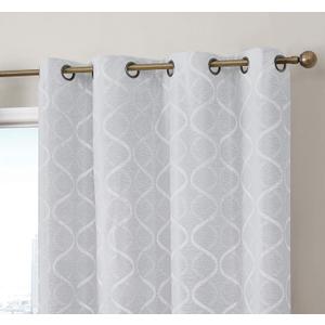 Versailles Lattice Flocked  Complete Blackout Thermal Insulated Window Curtain Grommet Panels - Energy Savings & Soundproof, For Living Room & Bedroom, Set of 2 ( 84x)