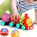 iPlay, iLearn Baby Toy Train, Infant Soft Cars for 6-12 Month Boy, Musical Push N Go Truck, Toddler Sensory Ball Rattle, Development Grasp Babies Birthday Gift 7 8 9 10 11 18 Month 1 2 Year Old Girl