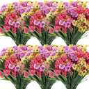 Lyrow 100 Bundles Violet Artificial Flowers, UV Resistant Faux Flowers Outdoor, Faux Silk Flowers, Fake Violet Flowers Bulk for Front Porch Hanging Garden Courtyard Farmhouse Home(Colorful)