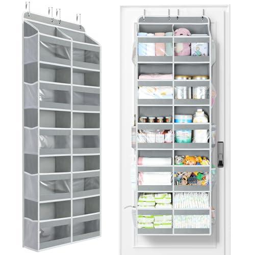 Yecaye 5-Tier Over The Door Organizer Dual-Column, 80lbs Load Over The Door Storage of 10 Compartments, Heavy Duty Door Organizer Hanging for Bedroom Closet Dorm Bathroom Pantry, Grey 1 Pack
