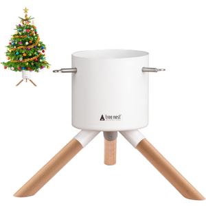 Tree Nest Christmas Tree Stand Base for 3ft 4ft 5ft Modern Tabletop Christmas Small Tree Mini Christmas Tree Holder for Xmas Tree Decoration (Cosmopolitan,White)
