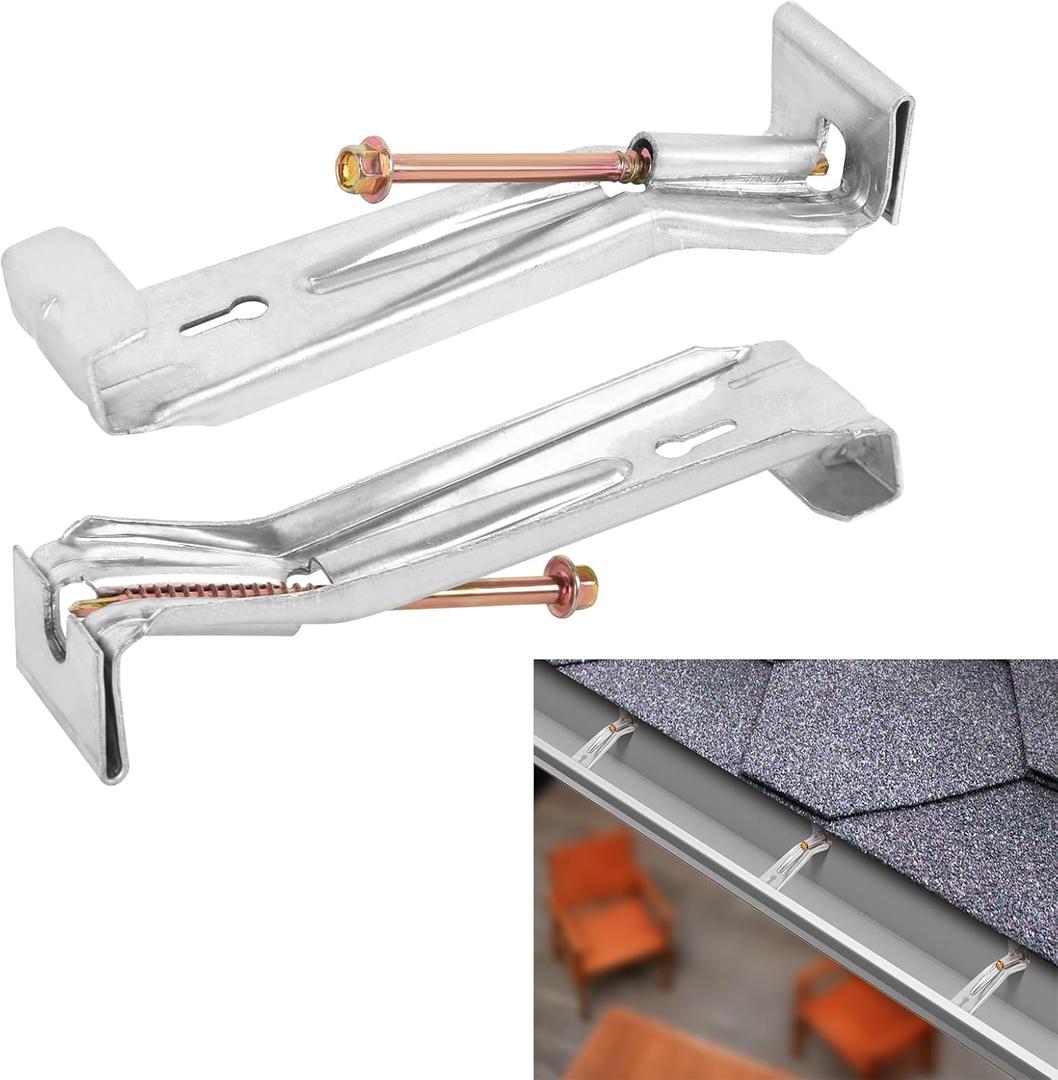 50 Pack Gutter Hangers, Gutter Hangers 5 Inch, Rain Gutter Hangers, Heavy Duty Gutter Hangers with a Pre Inserted Rust Resistant Screw, Hidden Gutter Hangers for 5" K Style Aluminum Gutters