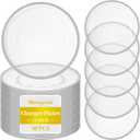 Showgeous 50 Pack Clear Plastic Charger Plates,Gold Rim,13 Inch Round