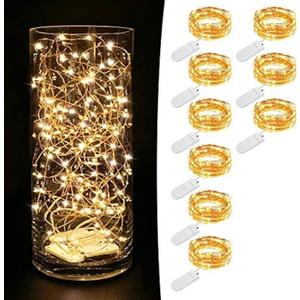 MUMUXI 9 Pack 7.2ft Fairy Lights Battery Operated String Lights, 20 Mini LEDs for Centerpiece Table Decorations, Wedding Party Bedroom Mason Jar Christmas Decor, Warm White (7.2 Ft-12 Pack-20 LED)