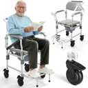 Shower Chair with Wheels & Commode for Elderly and Disabled