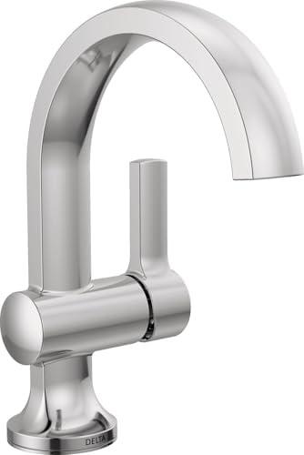 Delta Albion Chrome Bathroom Faucet 1 Hole, Single Hole Bathroom Sink Faucet for Vanity, Metal Push-Pop Drain Assembly, Chrome 15855LF