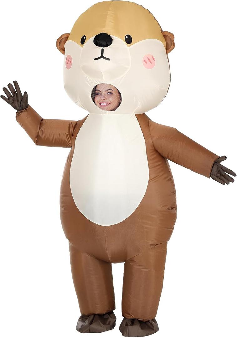 Geyoga Inflatable Otter Costumes for Adults, Funny Blow up Halloween Animals Costume, Full Body Sea Otter Cosplay Suit for Men Women Halloween Themed Party