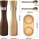 Kitchen Wooden Salt and Pepper Grinder Set: Refillable Salt & Pepper Mills Adjust for Customized Coarseness, 9" 5PC with Tray & Spoons,Non-Slip Base-Kitchen Counter Decor