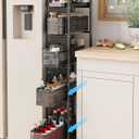 UMDONX Slim Storage Cart 5 Tier with Pull Out Basket Bathroom Organizer Rolling cart, Rolling Utility Cart Slide Out Organizer for Kitchen, Bathroom, Laundry Black