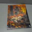 OTOSTAR Jesus and Lamb Canvas Wall Art Jesus Runs for the Lost Sheep In Autumn Forest Picture Wall Art Canvas Print Christian for Living Room Bedroom Church Home Decor - 12 x 16 Inch