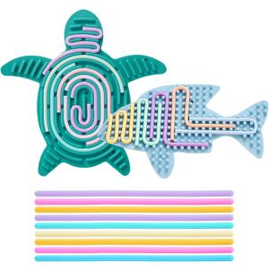 2 Pack Sensory Activity Board with 20 Random-Color Strings, Double-Sided Silicone Sensory Fidget Toy for Kids and Adults with Autism, ADHD, Silent, Stress Relief, Calming, Focus, Gift for Girls Boys