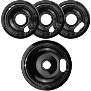 Black Stove Burner Drip Pans Replacement for Whirlpool Amana Crosley Electric Range, Stove Top Drip Bowls Includes 1 Large 8-Inch W10290353 and 3 Small 6-Inch W10290350 by APPLIANCEMATES