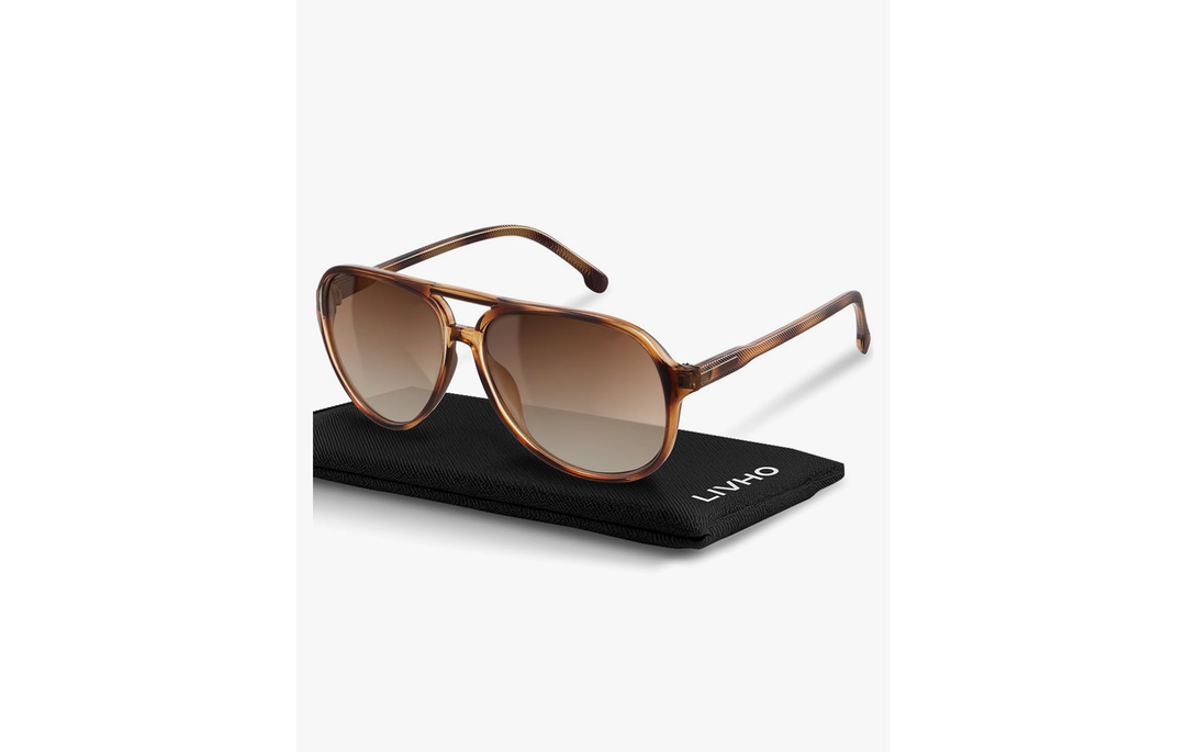 livho Trendy Polarized Aviator Sunglasses Women Men, Retro Sun Glasses for Women Men 2025, Oversized UV Protection Shades
Color: Brown Tortoise/Brown