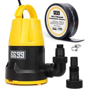 Submersible Sump Pump 2500GPH High Flow with 25FT x 1-1/2” Discharge Hose Drain Water Pump Kit 1/2HP Portable Utility Pump Easy to Use for Flooded Basement Rain Barrel