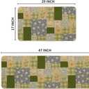 Artoid Mode Check Pattern Flowers Floral Spring Kitchen Mats Set of 2, Home Decor Low-Profile Kitchen Rugs for Floor - 17x29 and 17x47 Inch