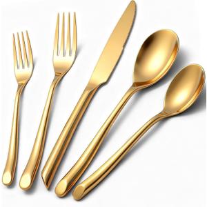 Gold Silverware Set, 20-Piece Elegant Stainless Steel Flatware Set, Cutlery Set Mirror Polished, Dishwasher Safe, Service for 4