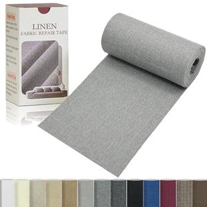 Gheeidau Linen Repair Tape 4x70 Inch Self-Adhesive Couch Patch Repair Fabric Patch for Furniture,Sofas,Cushion,Chairs,Bags,Linen Goods(Light Grey)