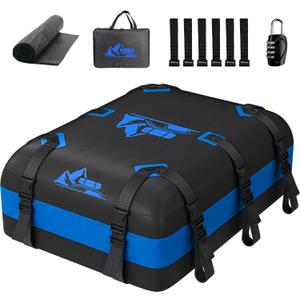Car Rooftop Cargo Carrier Bag 20 Cubic Feet, 100% Waterproof Heavy Duty Car Roof Bag for All Vehicle with/Without Racks - Anti-Slip Mat, 6 Door Hooks, Storage Bags, 5CM Straps(Blue)